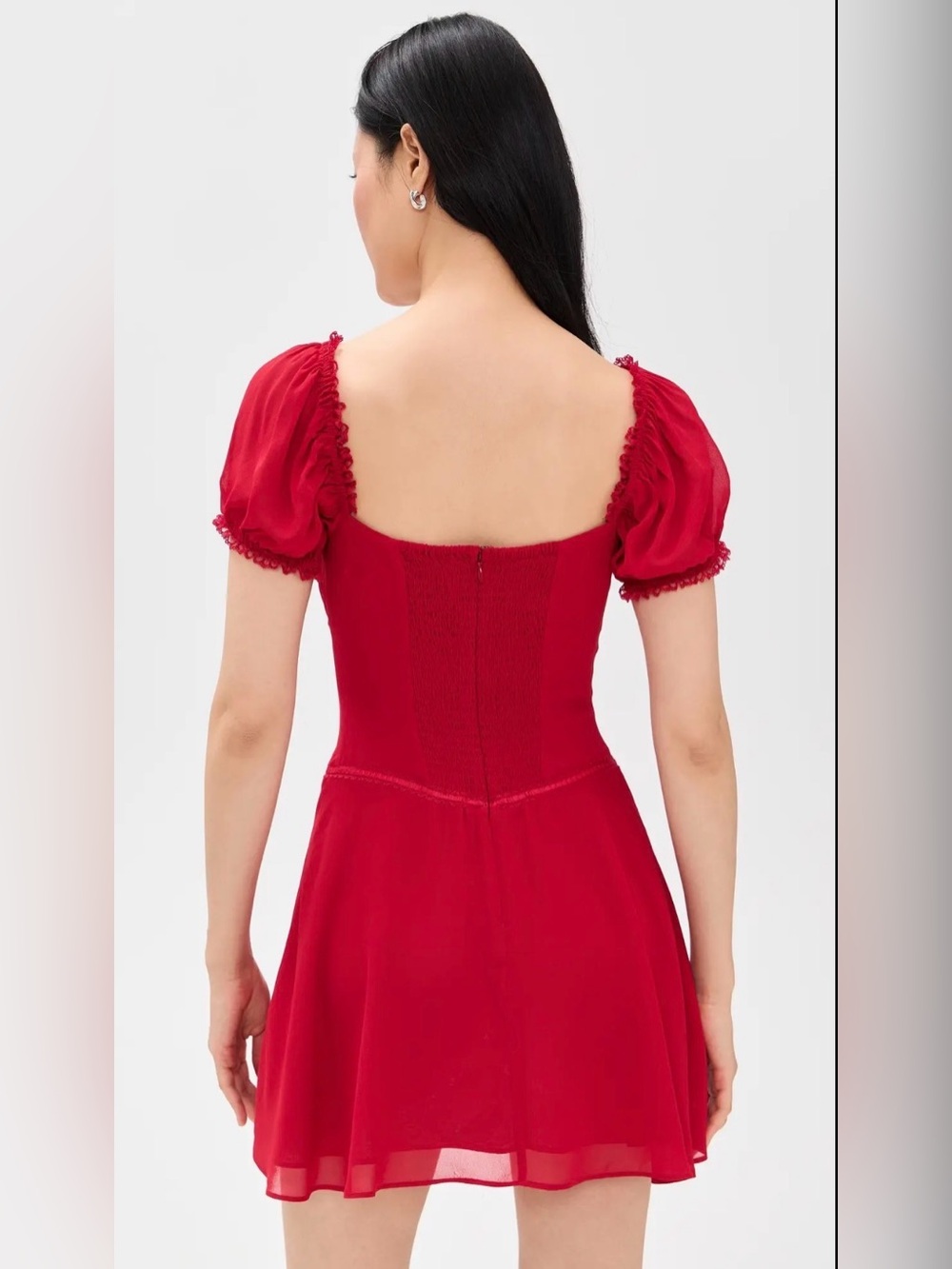 Reformation NWT Size 10 Onedine Mini Dress Color Lipstick $248 MSRP - Picture 2 of 7